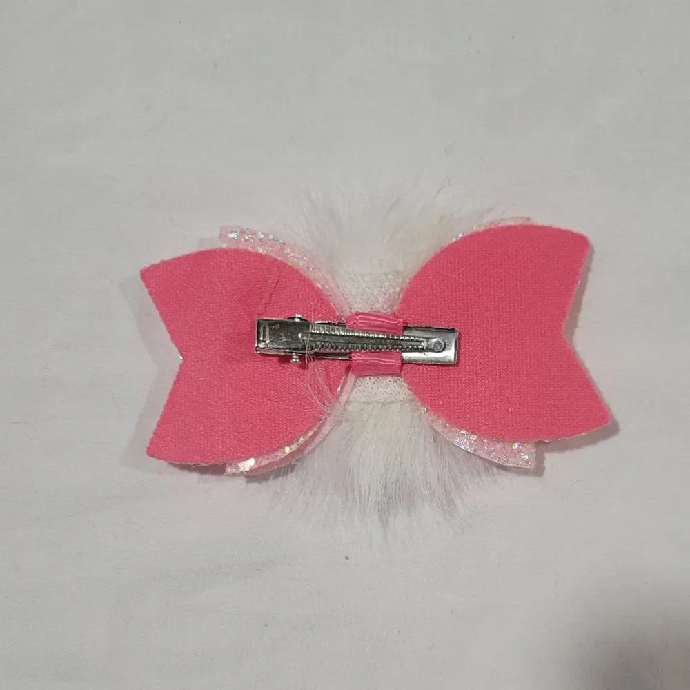 Pink Glitter Number 8 Rabbit Ear Hairclip NEW